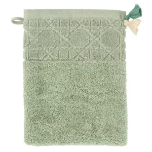 mode pas cher Carré Blanc Gant De Toilette Coton Vert 15 X 21 Cm 10