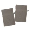 soldes de Noël Home Bain Lot De 2 Gants De Toilette En Coton Bio Coton Taupe 21×15 22