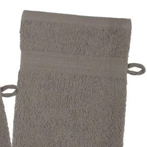 soldes de Noël Home Bain Lot De 2 Gants De Toilette En Coton Bio Coton Taupe 21×15 8