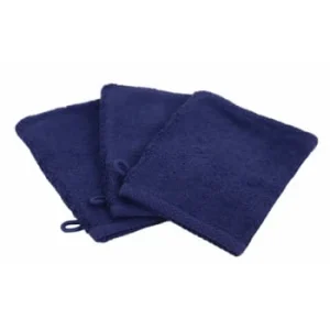 Linandelle Lot De 3 Gants De Toilette Eponge En Coton Bleu Lagon qualité supérieure 14