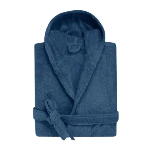 soldes en ligne Blanc Cerise Peignoir Capuche En Coton BIO Taille L Bleu Indigo 10