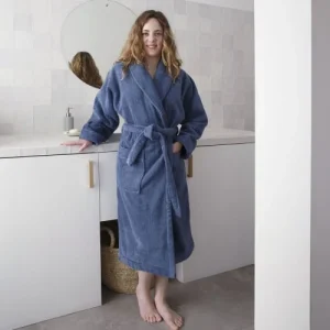 l'unique style Le Jacquard Francais Peignoir En Coton Bleu Orient L 9