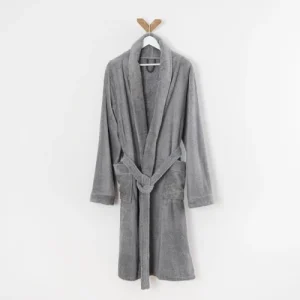 Linandelle Peignoir éponge Col Chale En Coton Gris Souris 2xl marques de renommée 10