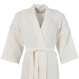 Carré Blanc Peignoir Femme Gaze De Coton Biologique Beige Taille M (38/40) aux meilleurs prix 12