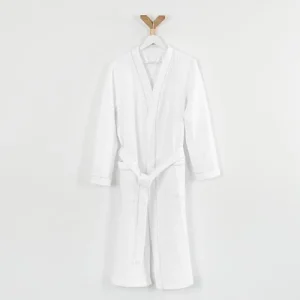 Linandelle Peignoir Nid D’abeille En Coton Blanc 3xl REMISE allant 10