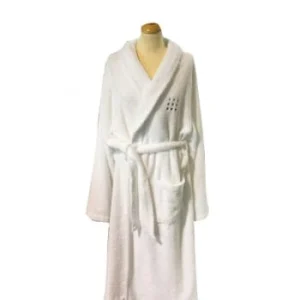 boutique en ligne france Montéléone SQUARES – Peignoir Unisexe En Coton Blanc L 12