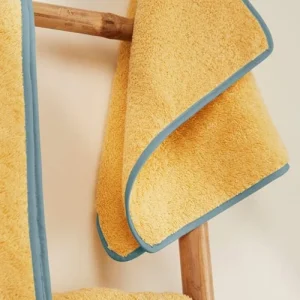 LA SERVIETTE PARIS Tapis De Bain Coton égyptien 1200Gr/m² Jaune Liseré Bleu 60×80 site officiel 12