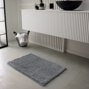 TODAY Tapis De Bain Mèche Uni En Polyester Gris 50×80 Cm économies garanties 10