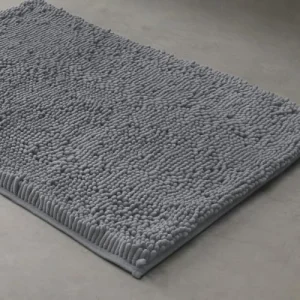 TODAY Tapis De Bain Mèche Uni En Polyester Gris 50×80 Cm économies garanties 12