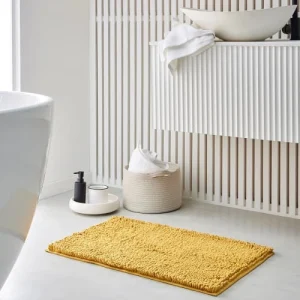 TODAY Tapis De Bain Mèche Uni En Polyester Jaune 50×80 Cm Officielle 10