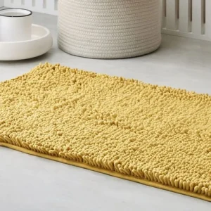 TODAY Tapis De Bain Mèche Uni En Polyester Jaune 50×80 Cm Officielle 12